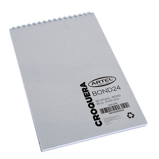 Croquera Bond 24 Espiral Oficio 21X32Cm. 80 Hojas Artel