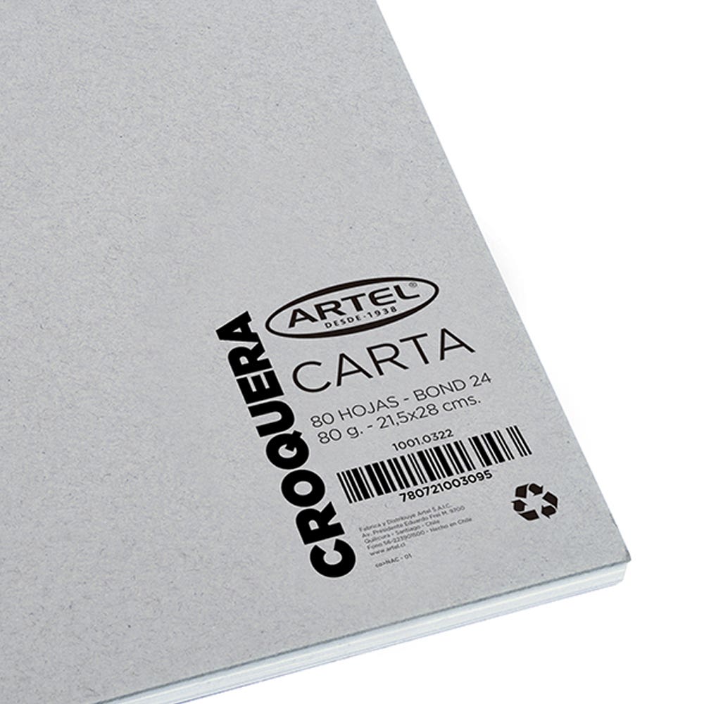 Croquera Bond Carta 21,5X28cm. 80 Hojas Artel
