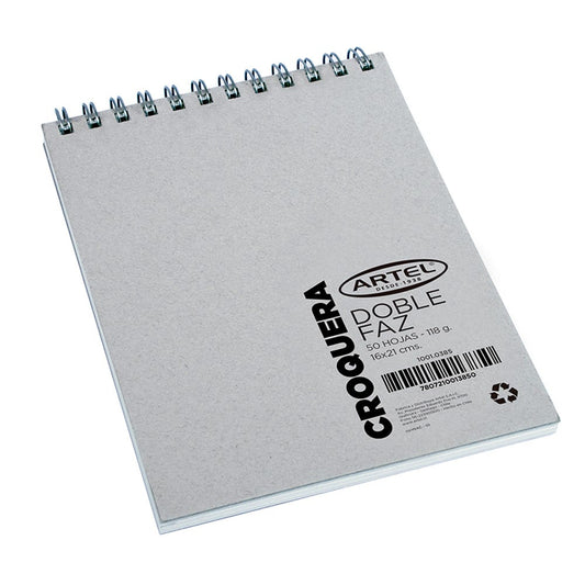 Croquera Doble Faz Espiral 16X21cm. 50 Hojas Artel