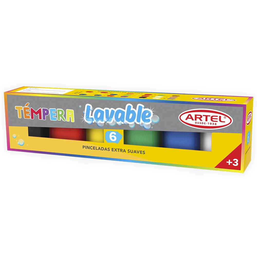 Estuche Tempera Lavable 6 Colores Artel