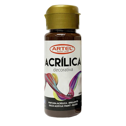 Pintura Acrílica Decorativa Chocolate Oscuro 601 60ml. Artel