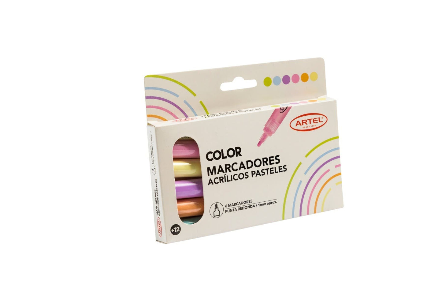 Set Estuche 6 Marcadores Acrílicos Pasteles Artel 1mm
