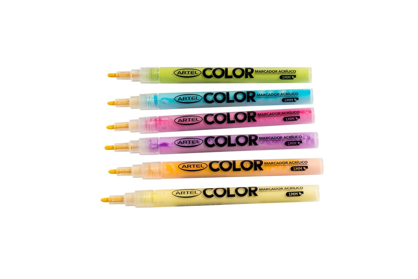 Set Estuche 6 Marcadores Acrílicos Pasteles Artel 1mm