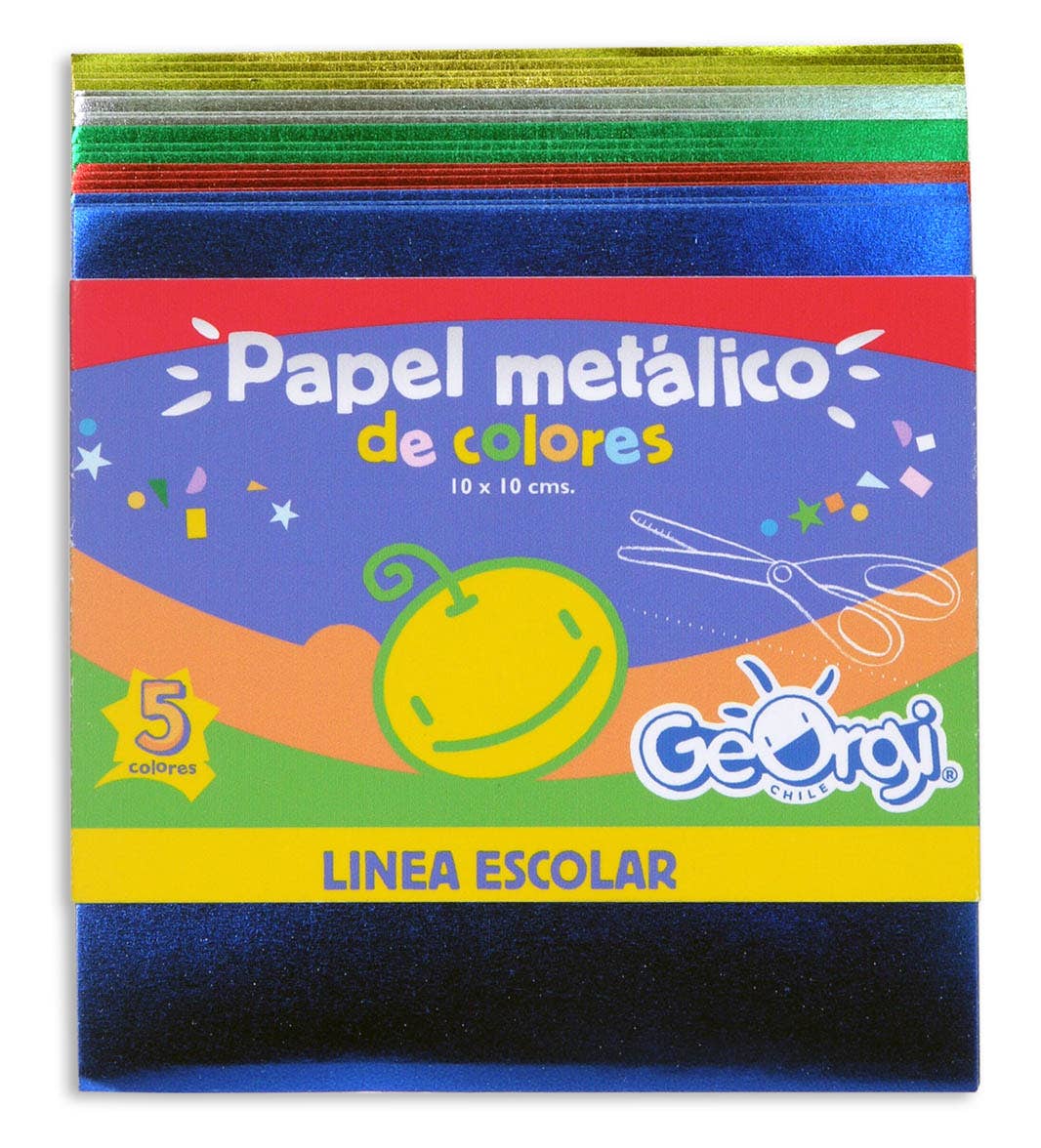 Fajo c/20 Papel Metalico 5 col 10x10cm