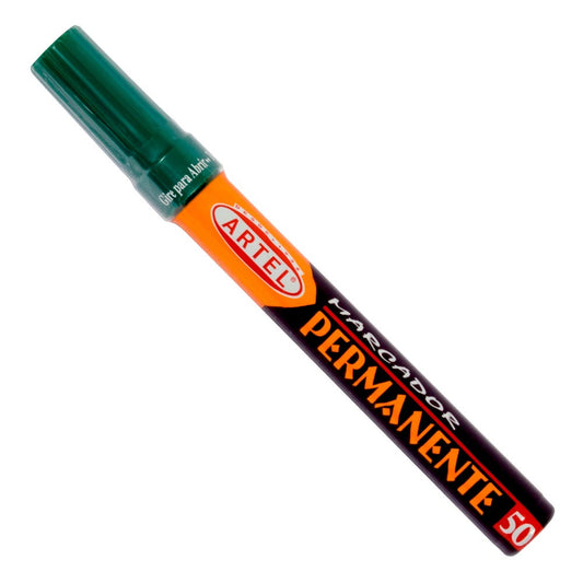 Marcador Permanente Verde Punta Redonda Artel