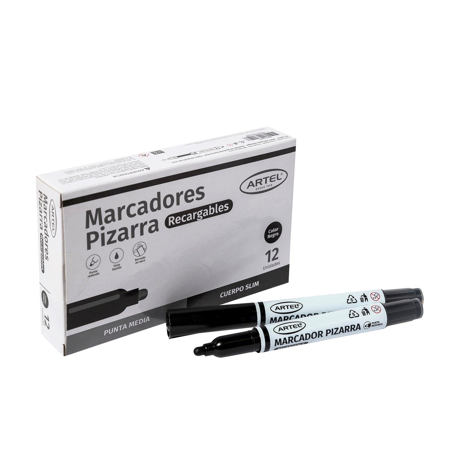 Marcador Pizarra Artel Recargable Slim Negro 1 Unidad