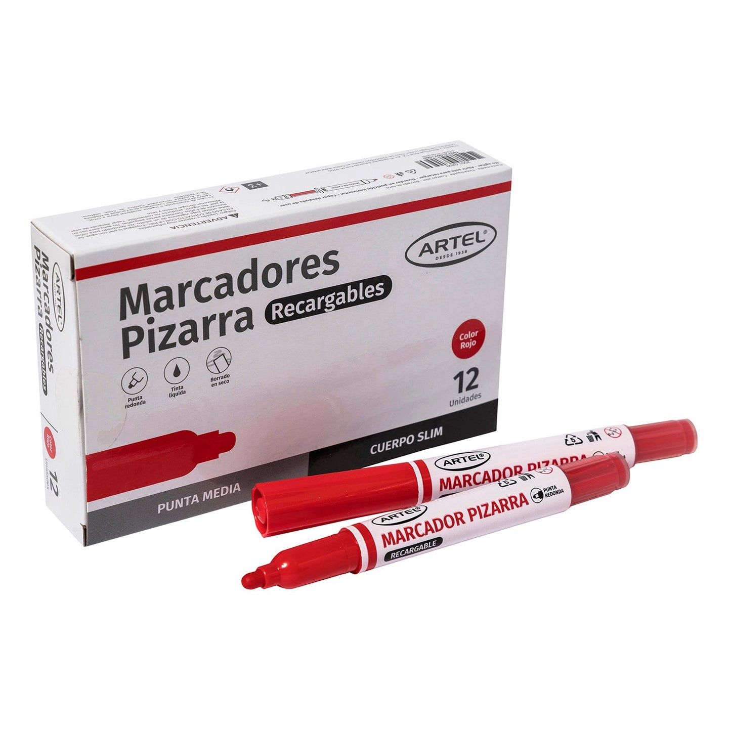 Marcador Pizarra Artel Recargable Slim Rojo 1 Unidad