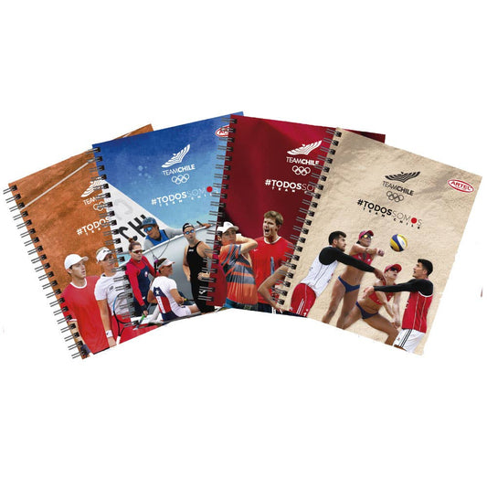 Cuaderno Universitario Team Chile 1 100 Hojas 7mm. Diseño Aleatorio Artel