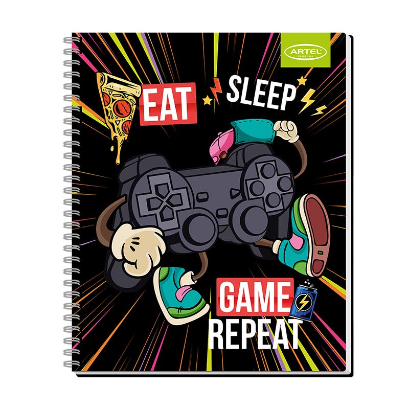 Cuaderno Universitario 100 Hojas 7mm Gamers Artel