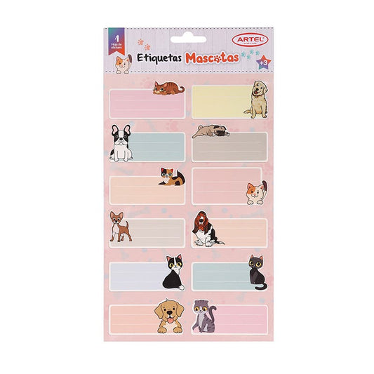 Set 12 Etiquetas Nombre 35x70mm Mascotas