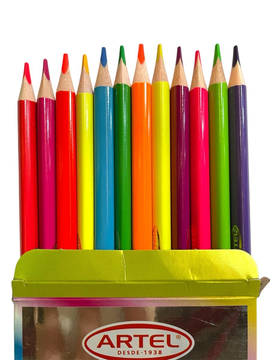 Est. 12 Lapices de Color Neón/Metálico. Artel