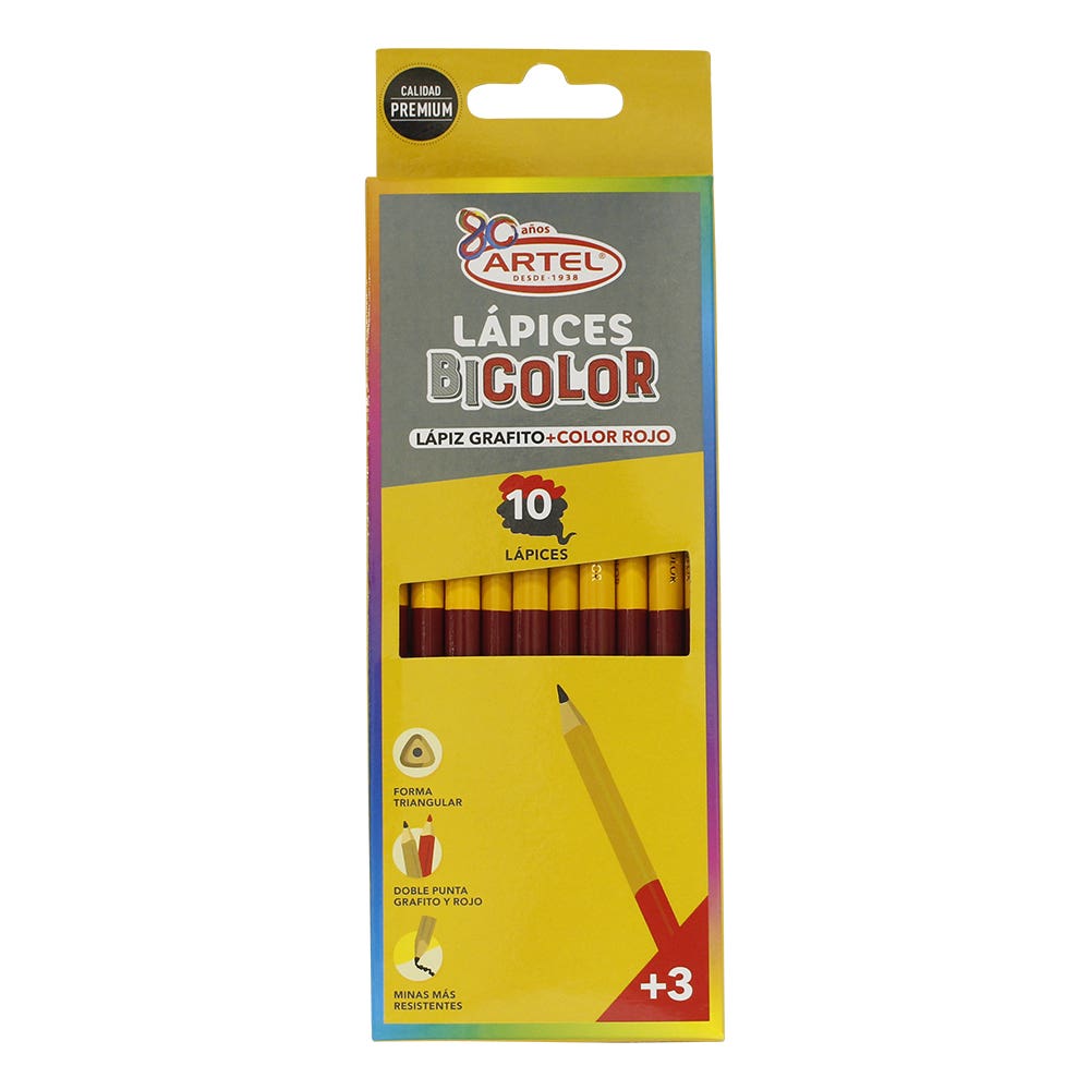 Estuche 10 Lápices Bicolor 2Hb/Rojo Artel