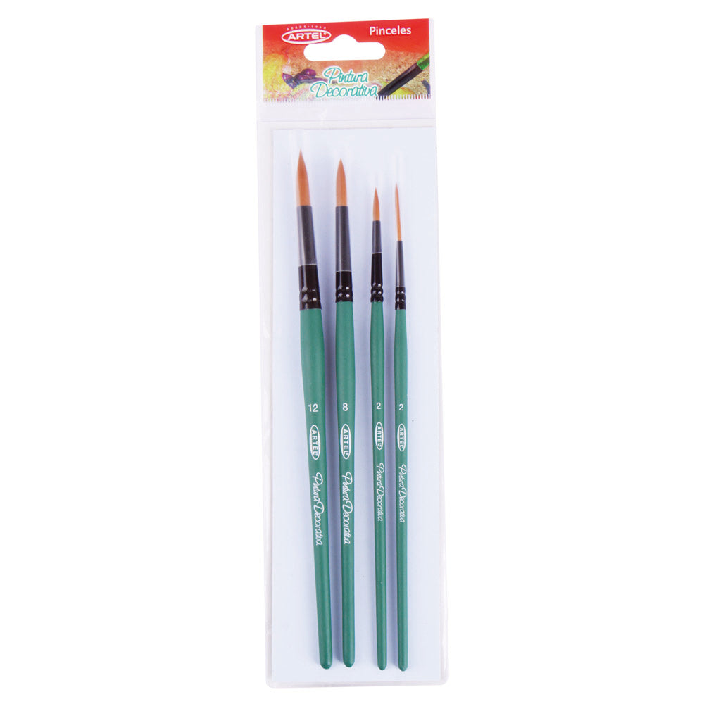 Set Pinceles Decorativos Artel 4 Unidades: 3 redondos + 1 liner