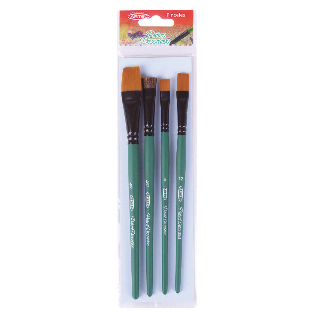 Set Pinceles Decorativos Artel 4 Unidades: 3 largos + 1 corto