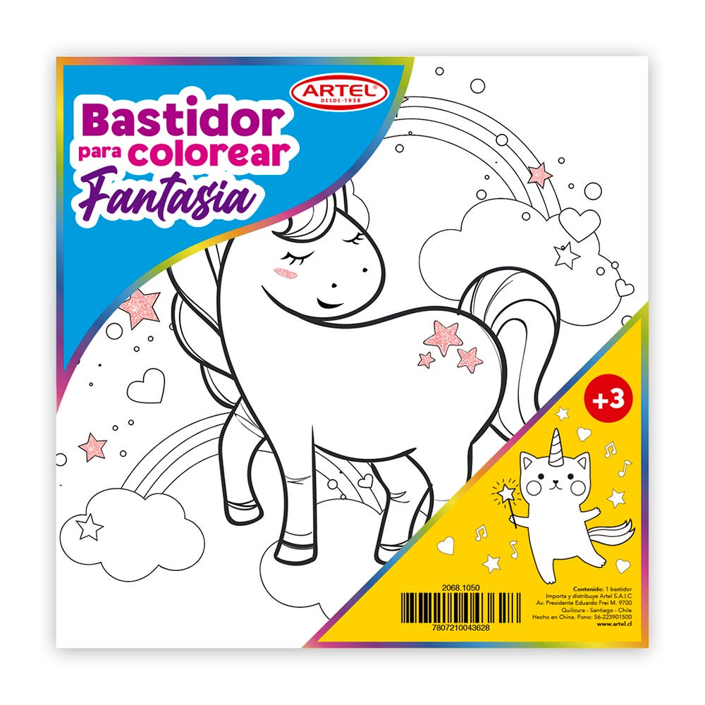 Bastidor Para Colorear Fantasia 25x25cm. Artel