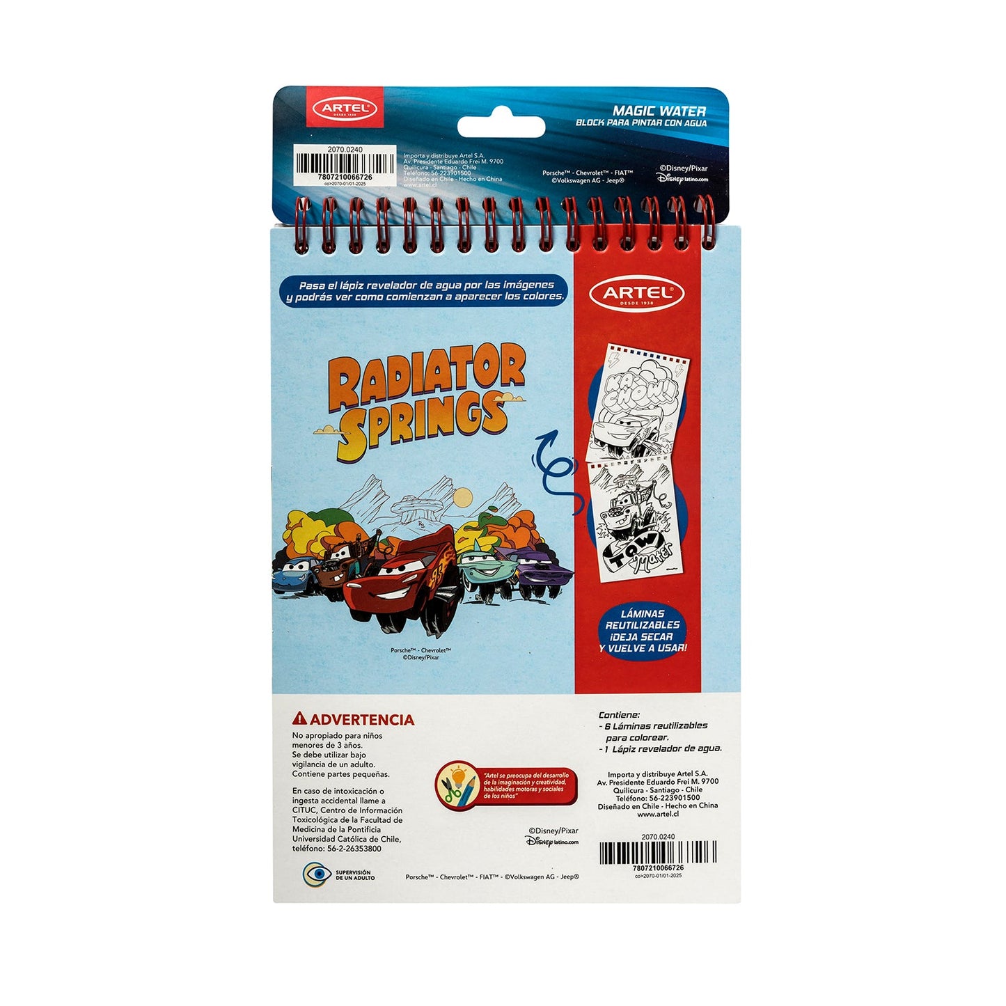 Libro para colorear Artel Water Magic Cars
