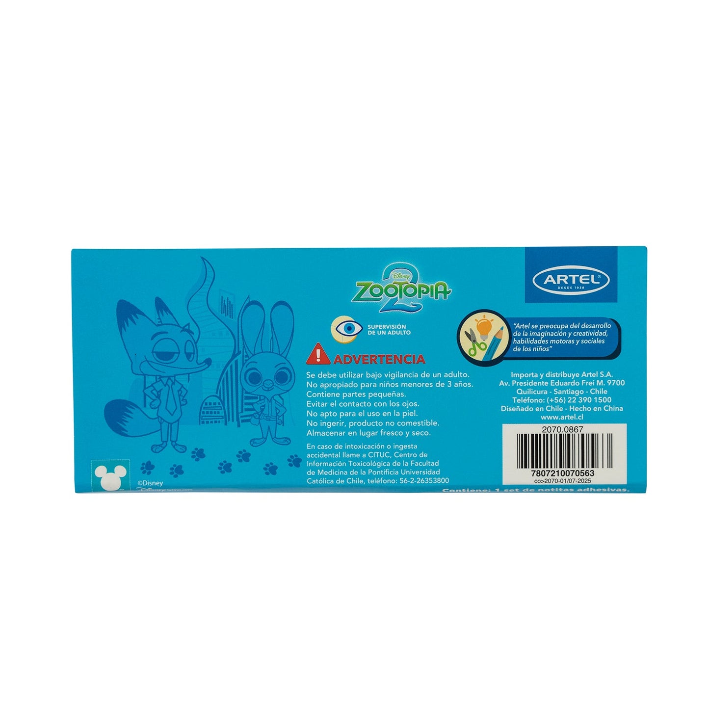 Mini Set Notas Adhesivas Artel Diseño Zootopia 2