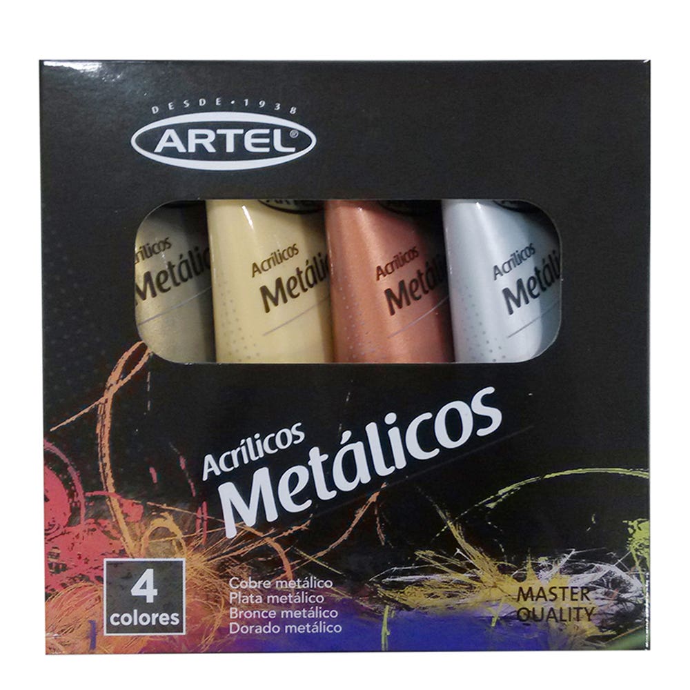 Set 4 Pintura Acrílica Metálica 22ml. Artel
