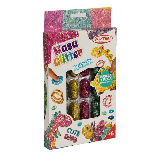 Set 12 Recipientes Masa Glitter Artel