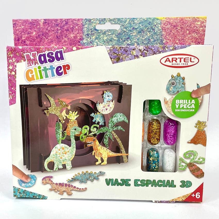 Set Glitter Dinosaurios 3D ARTEL