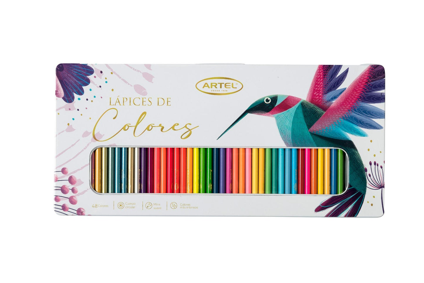 Estuche Metálico 48 lápices colores Artel