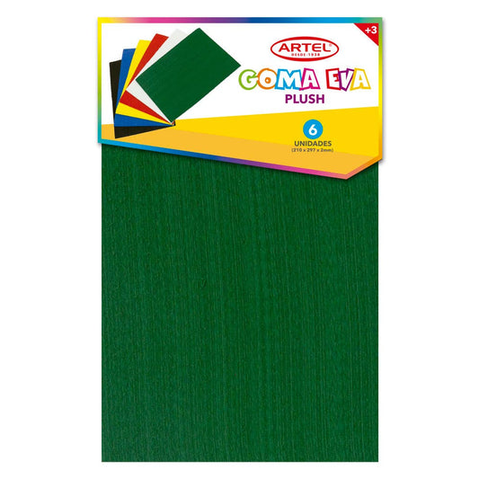 Set 6 Goma Eva Stylo Plush Colores A4 Artel