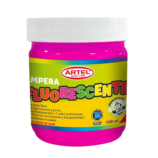 Frasco Tempera Fluorescente Rosado 100ml. Artel