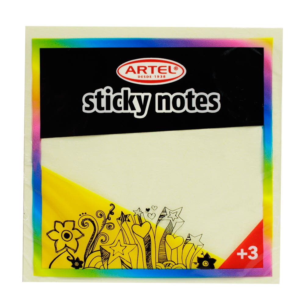 Notas Adhesivas Amarillo 75X75mm. 100 Hojas Artel