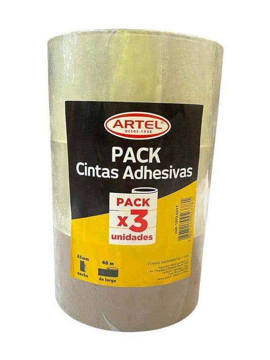 Pack 3 cintas embalar 2 transp,1 café Artel