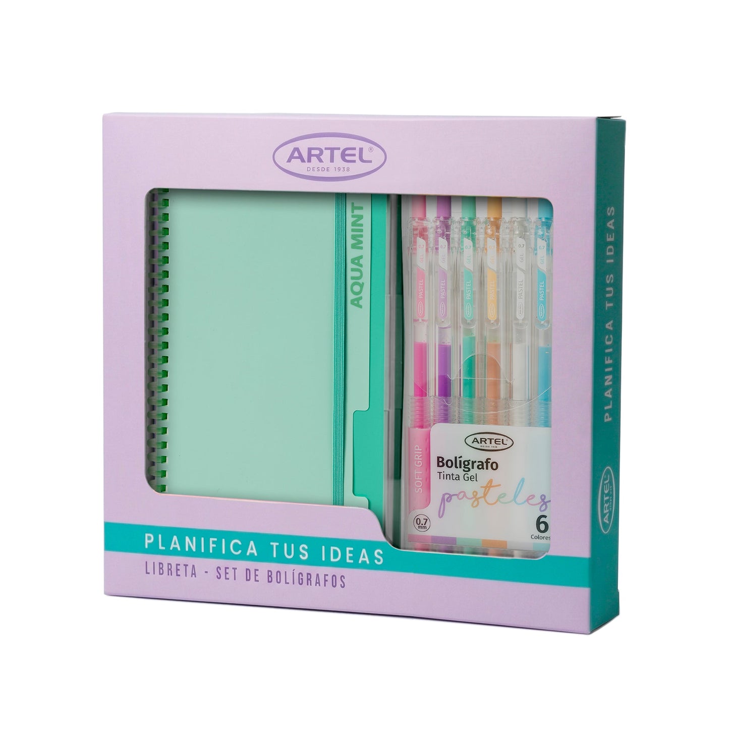 Pack Día de la Madre: Set Libreta Pastel Artel+ Bolígrafos Gel Artel Pastel 6 Unidades