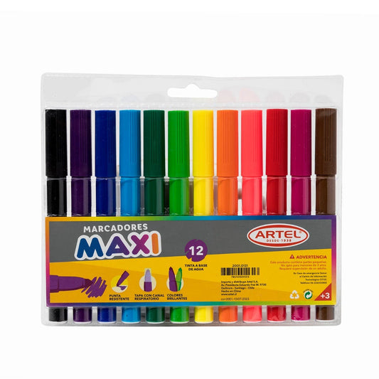 Estuche 12 Marcadores Maxi Jumbo Artel