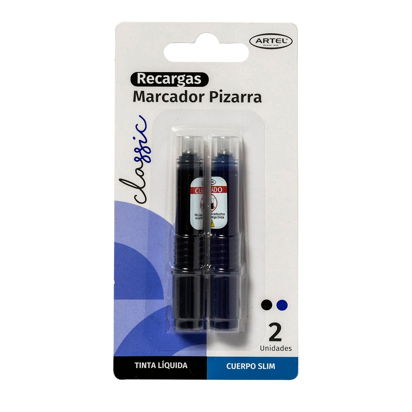 Recargas Marcador Pizarra Artel Slim Azul-Negro 2 Unidades