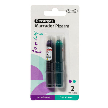 Recargas Marcador Pizarra Artel Slim Funcy 2 Unidades