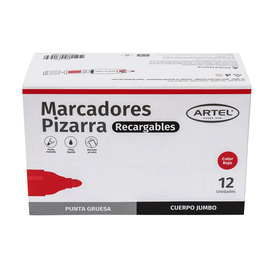 Marcador Pizarra Artel Recargable Jumbo Rojo 1 Unidad