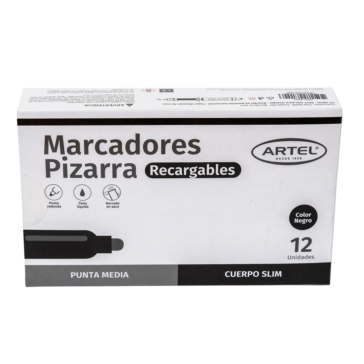 Marcador Pizarra Artel Recargable Slim Negro 1 Unidad