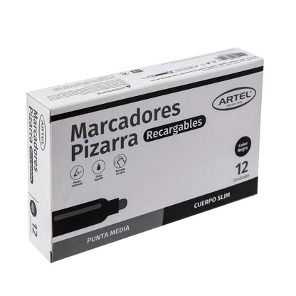Marcador Pizarra Artel Recargable Slim Negro 1 Unidad