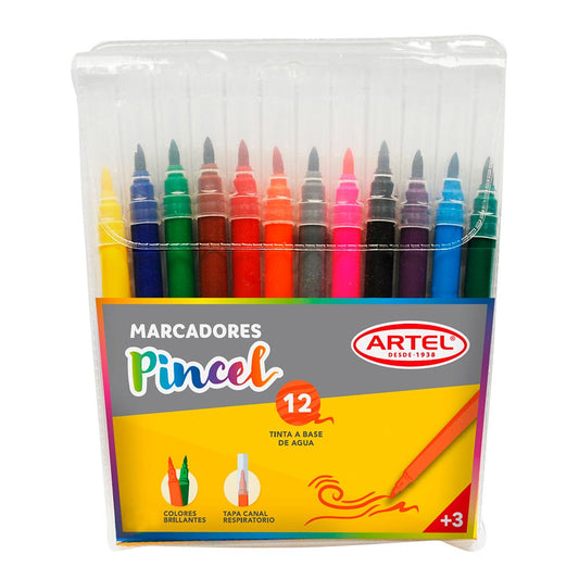 Estuche 12 Marcadores Punta Pincel Artel