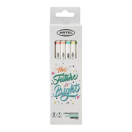 Est. Marcadores Pastel Doble Punta 6 Col