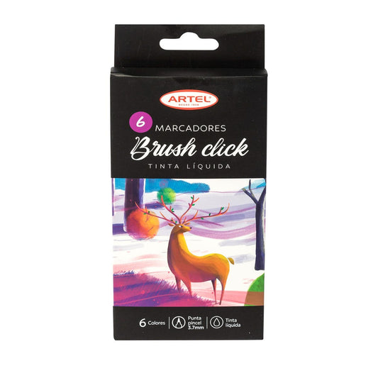 Est. Marcadores Brush Click 6 Colores