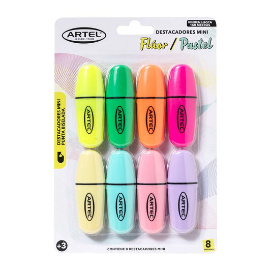 Destacador Mini Pastel + fluor 8 unidade