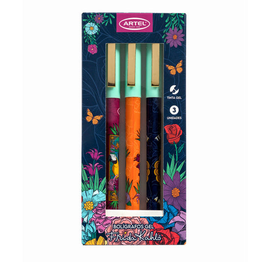 Set Bolígrafos Artel Diseño Frida Kahlo 3 Unidades
