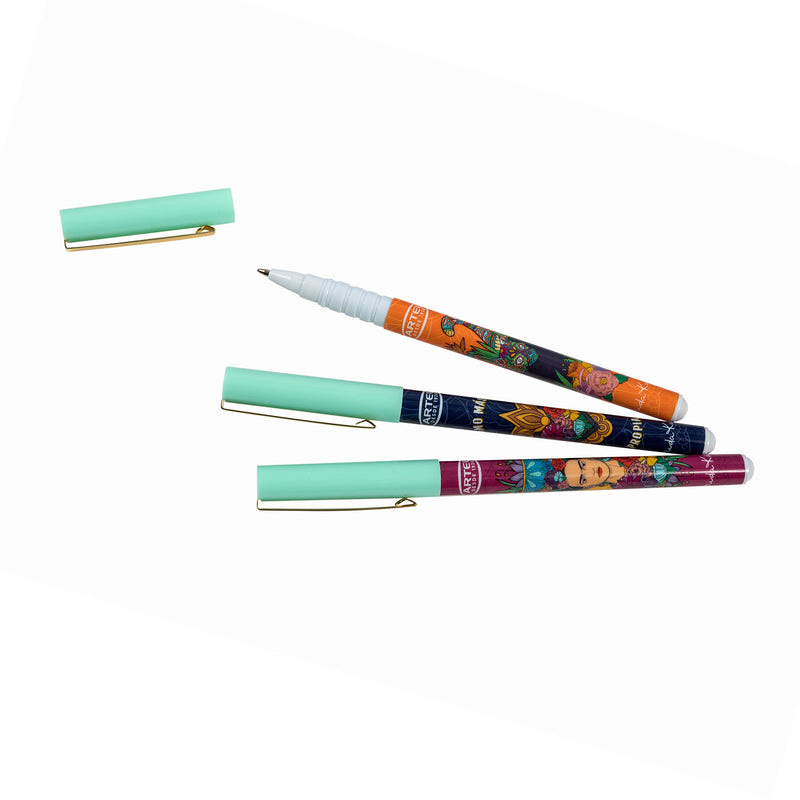 Set Bolígrafos Artel Diseño Frida Kahlo 3 Unidades