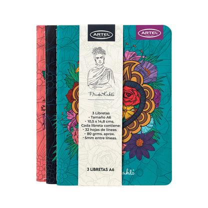 Set Libretas Artel Diseño Frida Kahlo 3 Unidades