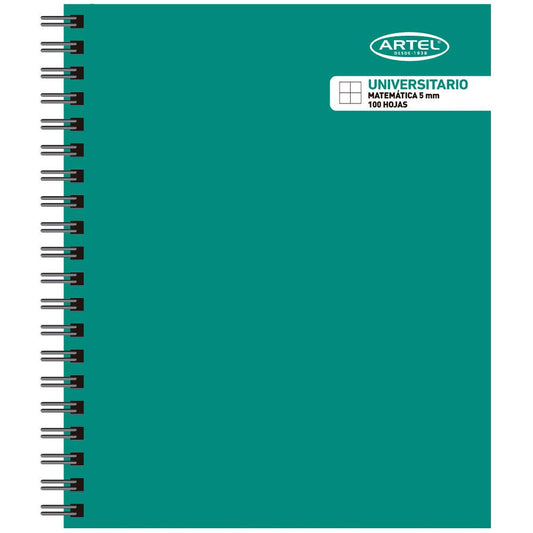 Cuaderno Universitario Matemática 100 Hojas 5mm. Color Aleatorio Artel