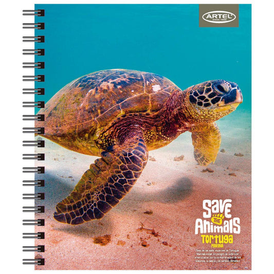 Cuaderno Universitario Save the Animals 1 100 Hojas 7mm. Diseño Aleatorio Artel