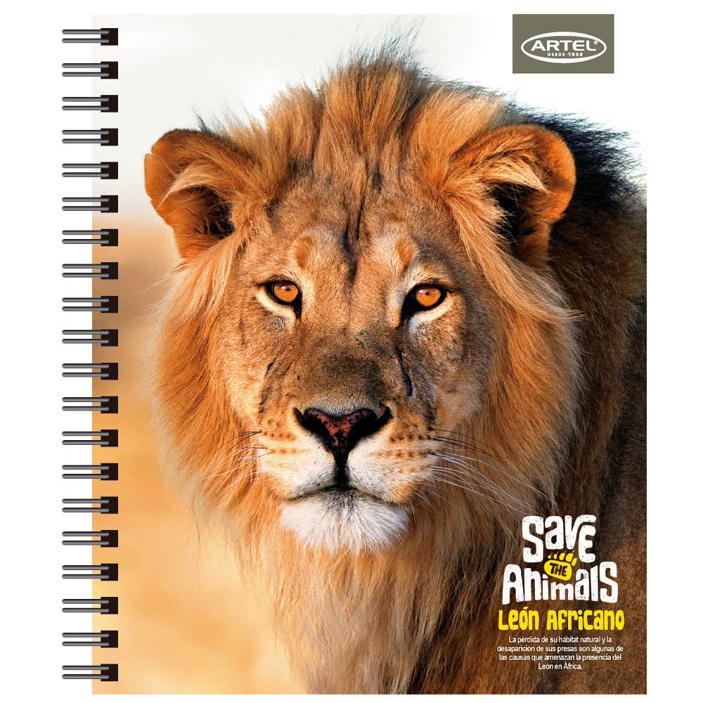 Cuaderno Universitario Save the Animals 1 100 Hojas 7mm. Diseño Aleatorio Artel