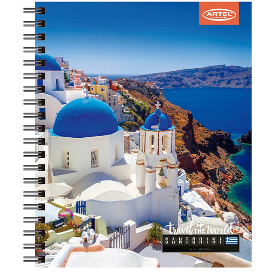 Cuaderno Universitario Travel the World 1 100 Hojas 7mm. Diseño Aleatorio Artel
