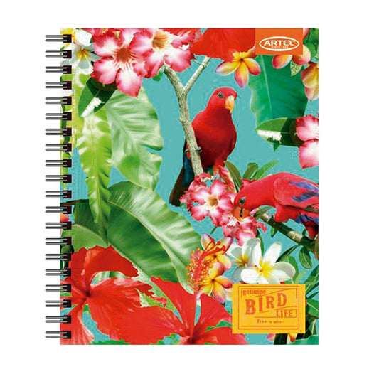 Cuaderno Universitario Bird Life 100 Hojas 7mm. Diseño Aleatorio Artel