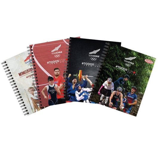 Cuaderno Universitario Team Chile 2 100 Hojas 7mm. Diseño Aleatorio Artel
