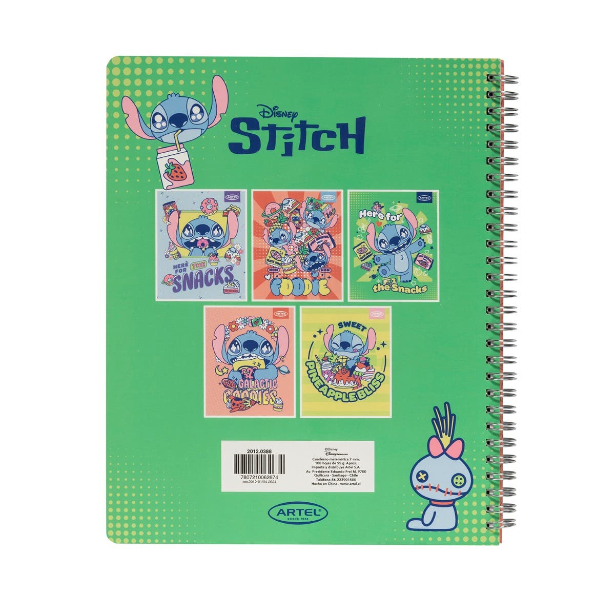 Cuaderno Universitario 100 Hojas 7mm Stitch Foodie
